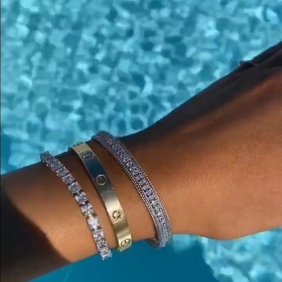 14k gold plated 3mm Tennis Bracelet 7.5 inches - Picture 10 of 10